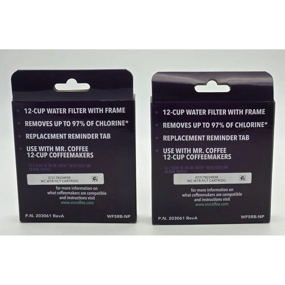 Mr Coffee 12 Cup Water‎ Filter With Frame Charcoal Replacement Lot of 2 New